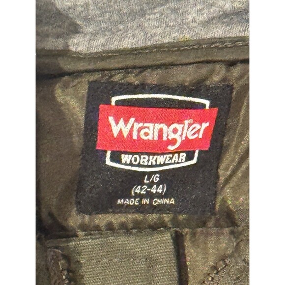 Wrangler Workwear Hooded Canvas Vest Men’s LG Zip Up Lined Utility Olive Green - Picture 4 of 6